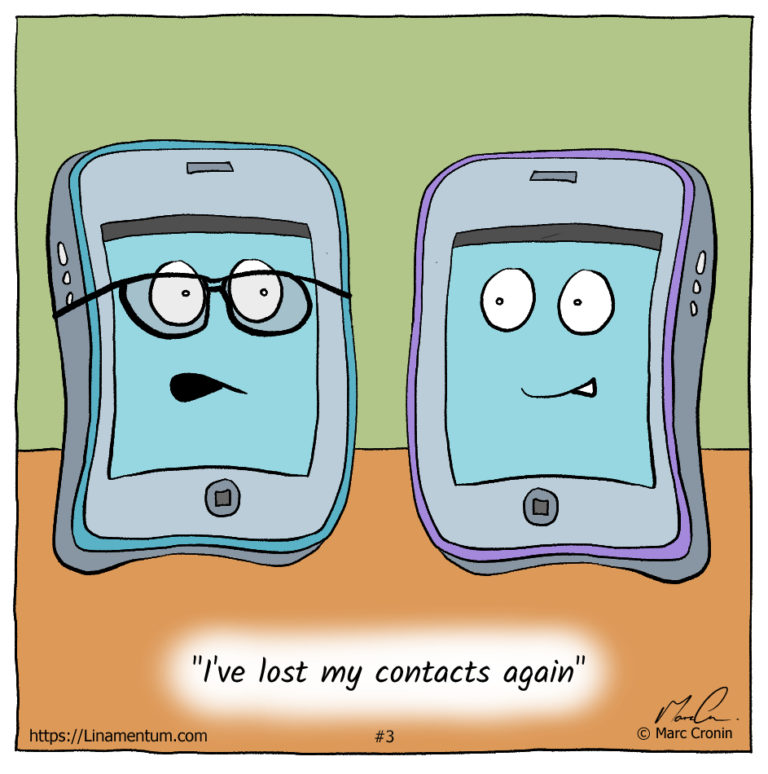 Phone contacts joke, gag cartoons